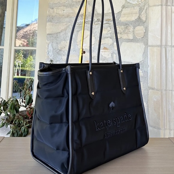 Kate Spade Ella Ksny Puffy Extra Large Tote Bag Black Nylon NWT Womens Authentic - Picture 4 of 11